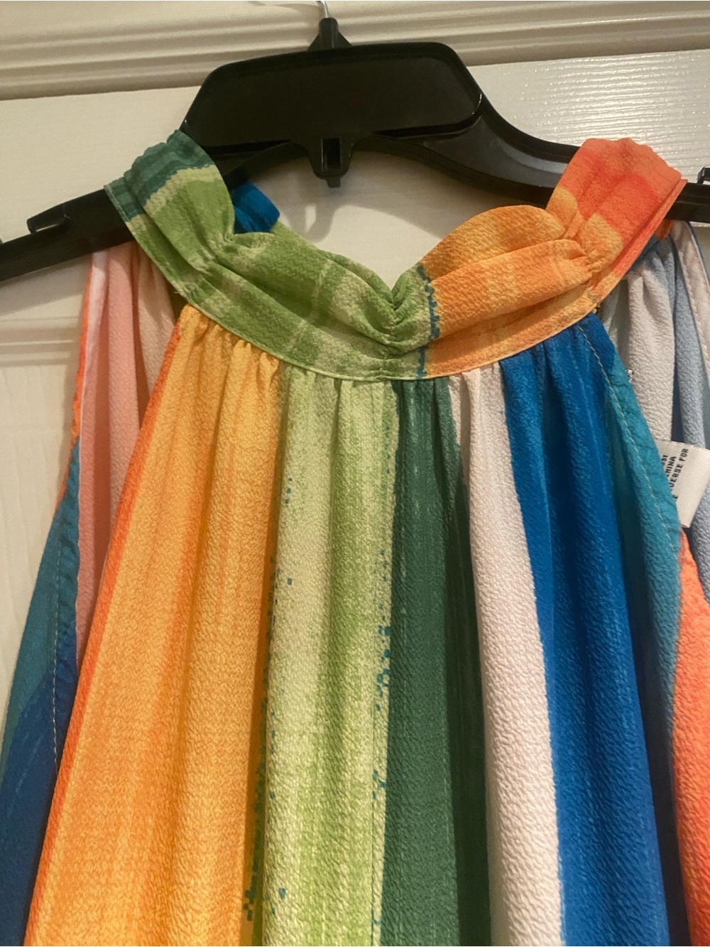 Women’s Rainbow Wide Leg Jumpsuit Peep Hole Back Vibrant Sleeveless size S - Picture 2 of 16